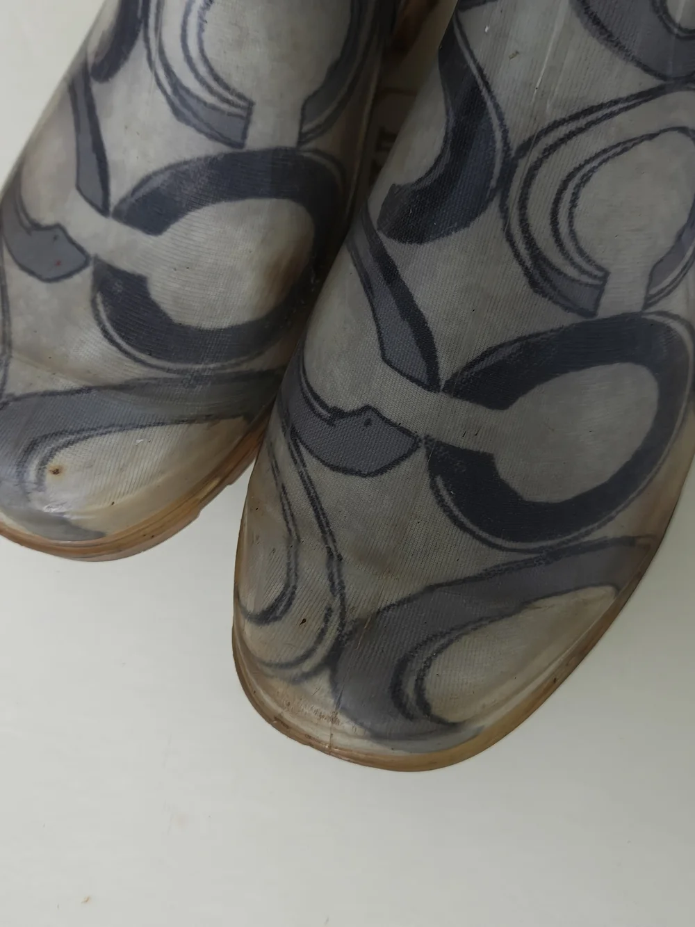 Coach Gray Signature Logo Rain Boots